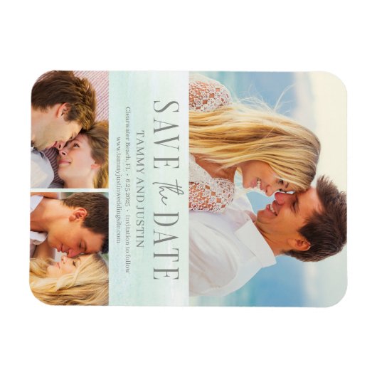 Ocean Vibes Beach Wedding Save the Date Magnet Magneet (Horizontaal)