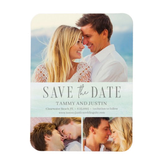Ocean Vibes Beach Wedding Save the Date Magnet Magneet (Verticaal)