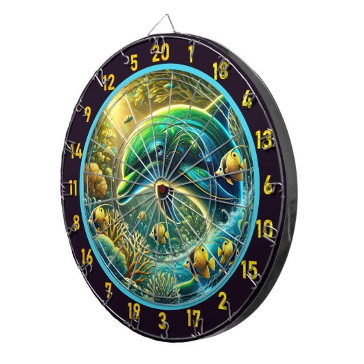 Ocean Vibes Dolphin Dartboard Charm Dartbord (Voorkant Rechts)