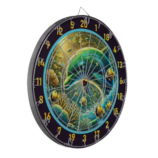 Ocean Vibes Dolphin Dartboard Charm Dartbord (Voorkant Links)
