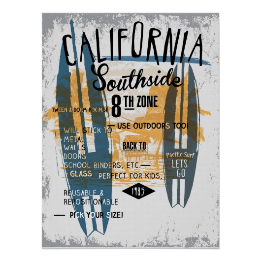 Ocean Vibes Retro Surfboard Perfect Poster (Voorkant)