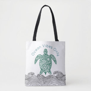 Ocean vibes, schildpad, tote bag