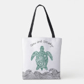 Ocean vibes, schildpad, tote bag (Achterkant)