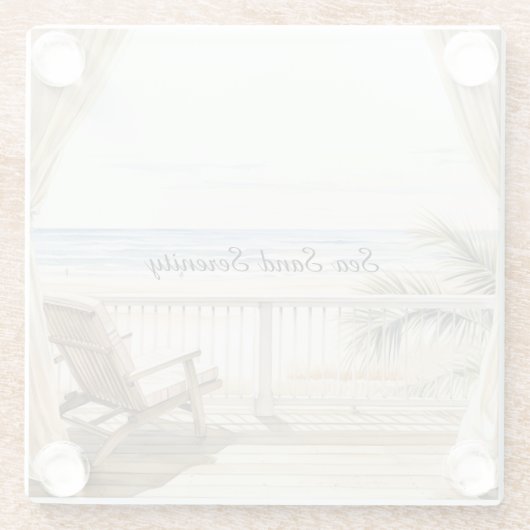 Ocean View Beach Serenity Glazen Onderzetter (Achterkant)