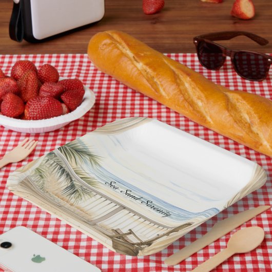 Ocean View Beach Serenity Papieren Bordje (Picknick)