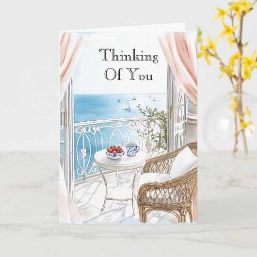 Ocean View Boats Thinking of You Kaart (Gele Bloem)