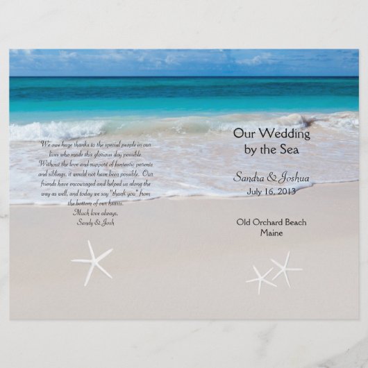 Ocean Water & Beach Sand Wedding Program Sjabloon (Voorkant)
