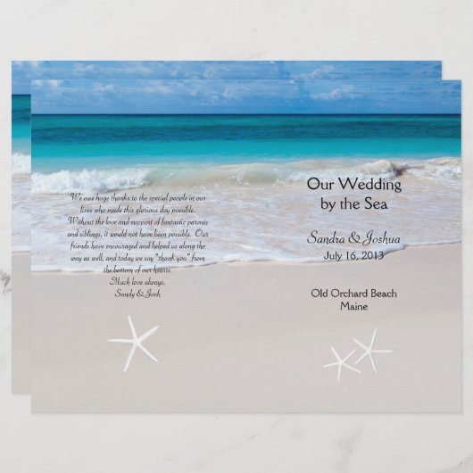 Ocean Water & Beach Sand Wedding Program Sjabloon (Voorkant / Achterkant)