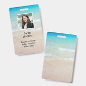 Ocean Water Beach Scene Photo Custom Badge (Voor- en achterkant)