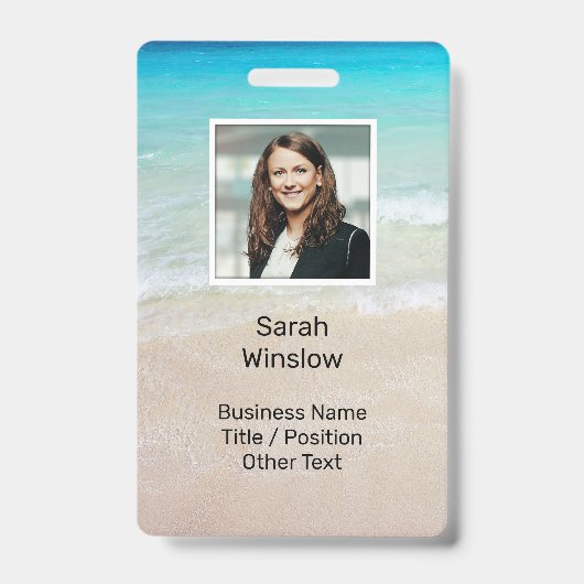 Ocean Water Beach Scene Photo Custom Badge (Voorzijde)