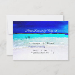 Ocean Water Blue Beachy Wedding RSVP-kaart RSVP Kaartje