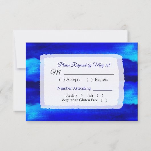 Ocean Water Blue Beachy Wedding RSVP-kaart RSVP Kaartje (Voorkant)