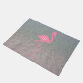 Ocean Water Monogram Pink Flamingo Doormat Deurmat (Schuin)