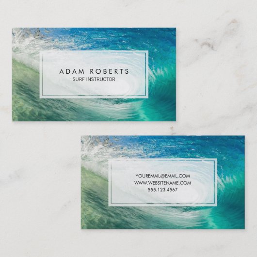 Ocean Water Surf Instructor Professional Visitekaartje (Voorkant / Achterkant)