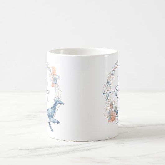 Ocean Watercolor Personalized Monogram Wreath Koffiemok (Center)