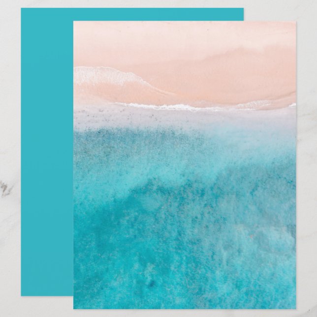 Ocean Waterverf Abstract Scrapbook 8.5x11 Paper (Voorkant / Achterkant)