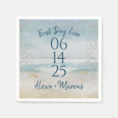 Ocean Waterverf and Starfish Wedding Servet (Voorkant)