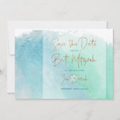Ocean Waterverf Beach Bat Mitzvah Save the Date Kaart (Voorkant)