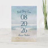 Ocean Waterverf Beach Wedding Date Kaart (Voorkant)