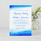 Ocean Waterverf Blue Wedding Invitation Kaart (Staand voorkant)