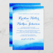 Ocean Waterverf Blue Wedding Invitation Kaart (Voorkant / Achterkant)