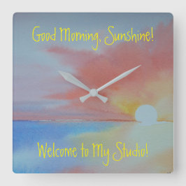 Ocean Waterverf Clock Vierkante Klok