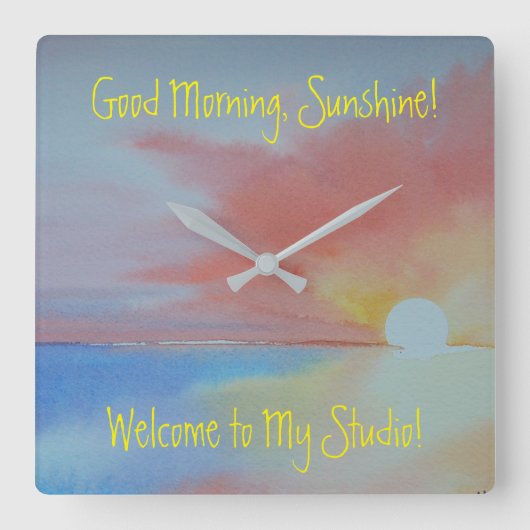 Ocean Waterverf Clock Vierkante Klok (Voorkant)