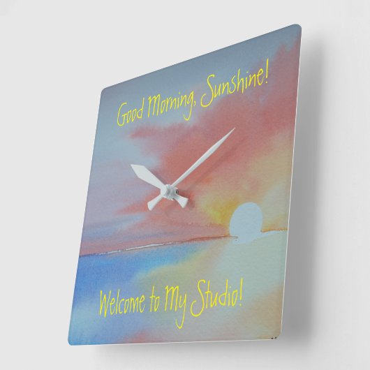 Ocean Waterverf Clock Vierkante Klok (Hoek)