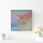 Ocean Waterverf Clock Vierkante Klok (Huis)