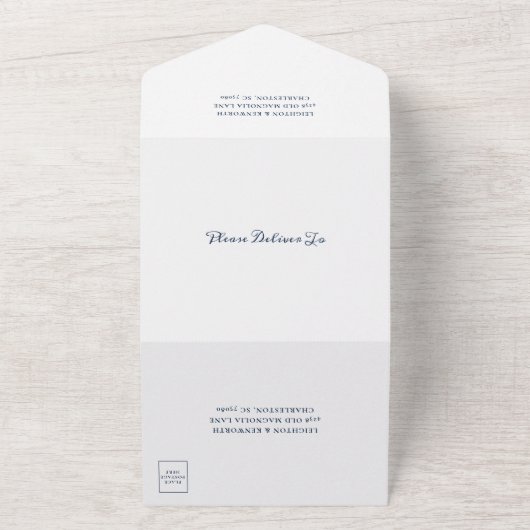 Ocean Waterverf Coastal Beach Wedding All In One Uitnodiging (Buitenkant)