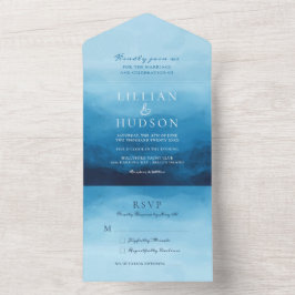 Ocean Waterverf Coastal Beach Wedding All In One Uitnodiging