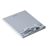 Ocean Waterverf Crashing Waves Rocks Splasma Notitieblok (Schuin)