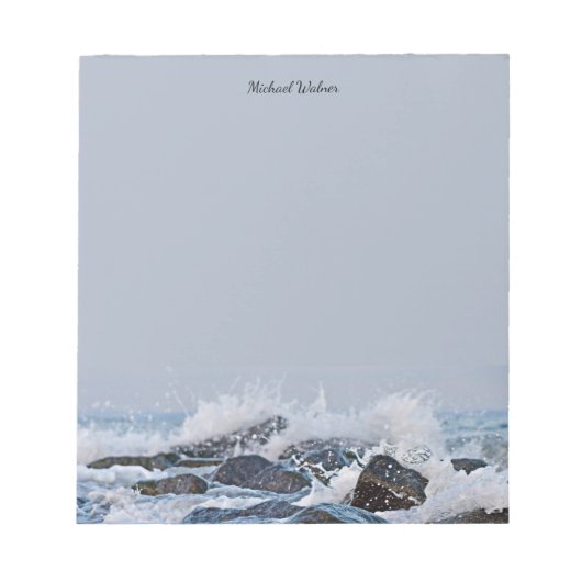 Ocean Waterverf Crashing Waves Rocks Splasma Notitieblok (Voorkant)