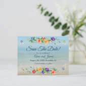 Ocean Waterverf Floral Wedding Save the Date Aankondigingskaart (Staand voorkant)