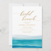 Ocean Waterverf Gold Script Beach Bridal Brunch Kaart (Voorkant)