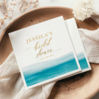 Ocean Waterverf Gold Script Beach Vrijgezellenfees