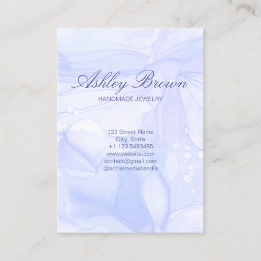Ocean Waterverf Handgemaakte Sieraden Oorbel Displ Visitekaartje (Achterkant)