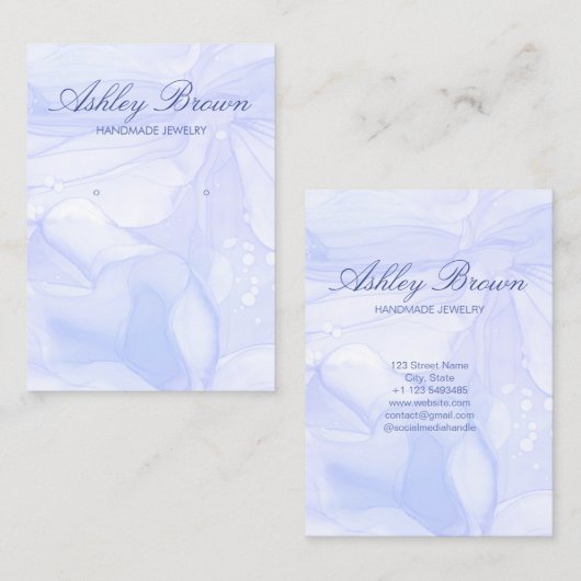 Ocean Waterverf Handgemaakte Sieraden Oorbel Displ Visitekaartje (Voorkant / Achterkant)
