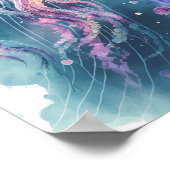Ocean Waterverf Jellyfish Minimalistisch Art Poste Poster (Hoek)