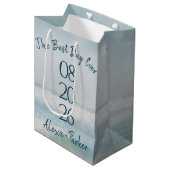 Ocean Waterverf Wedding Date Medium Cadeauzakje (Voorkant Gekanteld)