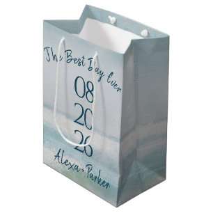 Ocean Waterverf Wedding Date Medium Cadeauzakje