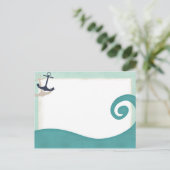 Ocean Wave Achors Nautical Post Card Briefkaart (Staand voorkant)