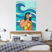 Ocean Wave Anthurium Wahine Canvas Afdruk (Insitu (Slaapkamer))