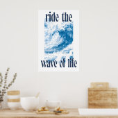 Ocean Wave Art Print Indigo Hokusai Style Surf (Keuken)
