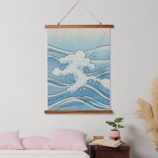 Ocean Wave Art Print – Japanese Woodblock Style Hangend Wandkleed