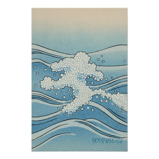 Ocean Wave Art Print – Japanese Woodblock Style Perfect Poster (Voorkant)