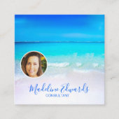 Ocean Wave Beach Blauwe Scène Moderne foto Vierkante Visitekaartje (Voorkant)