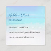 Ocean Wave Beach Blue Scene Modern Monogram Square Vierkante Visitekaartje (Achterkant)