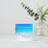 Ocean Wave Beach Blue Scene Modern Monogram Square Vierkante Visitekaartje (Staand voorkant)