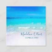 Ocean Wave Beach Blue Scene Modern Monogram Square Vierkante Visitekaartje (Voorkant)